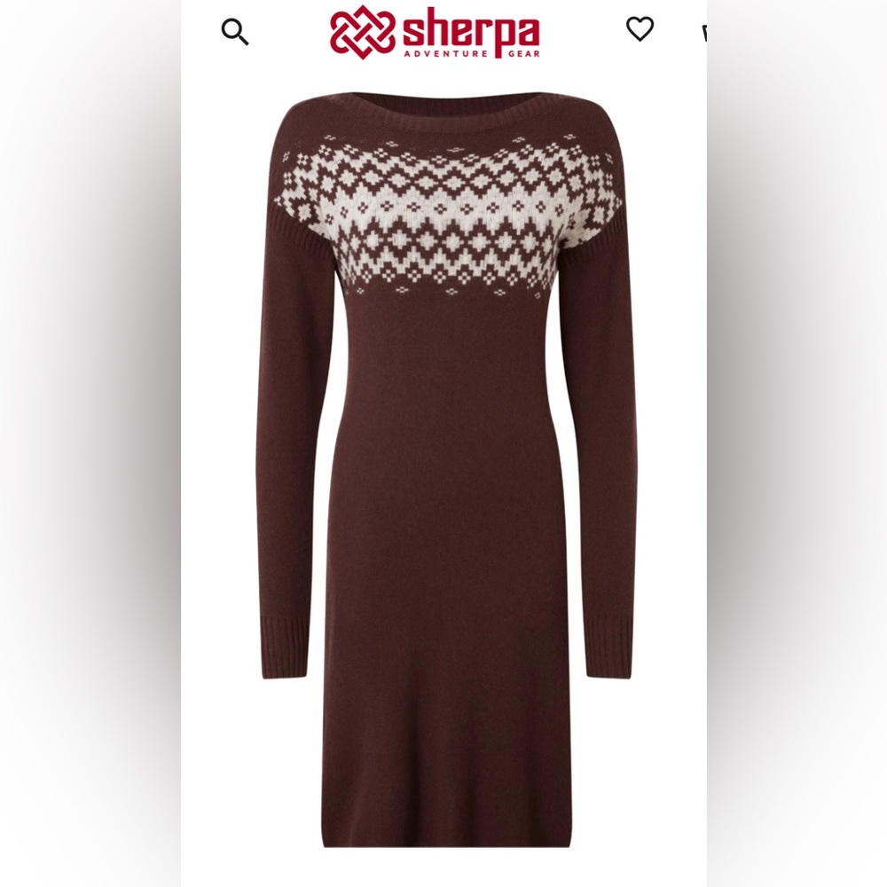Sherpa Adventure Gear Solma Boatneck Dress. Large. Merino wool. Alpaca wool